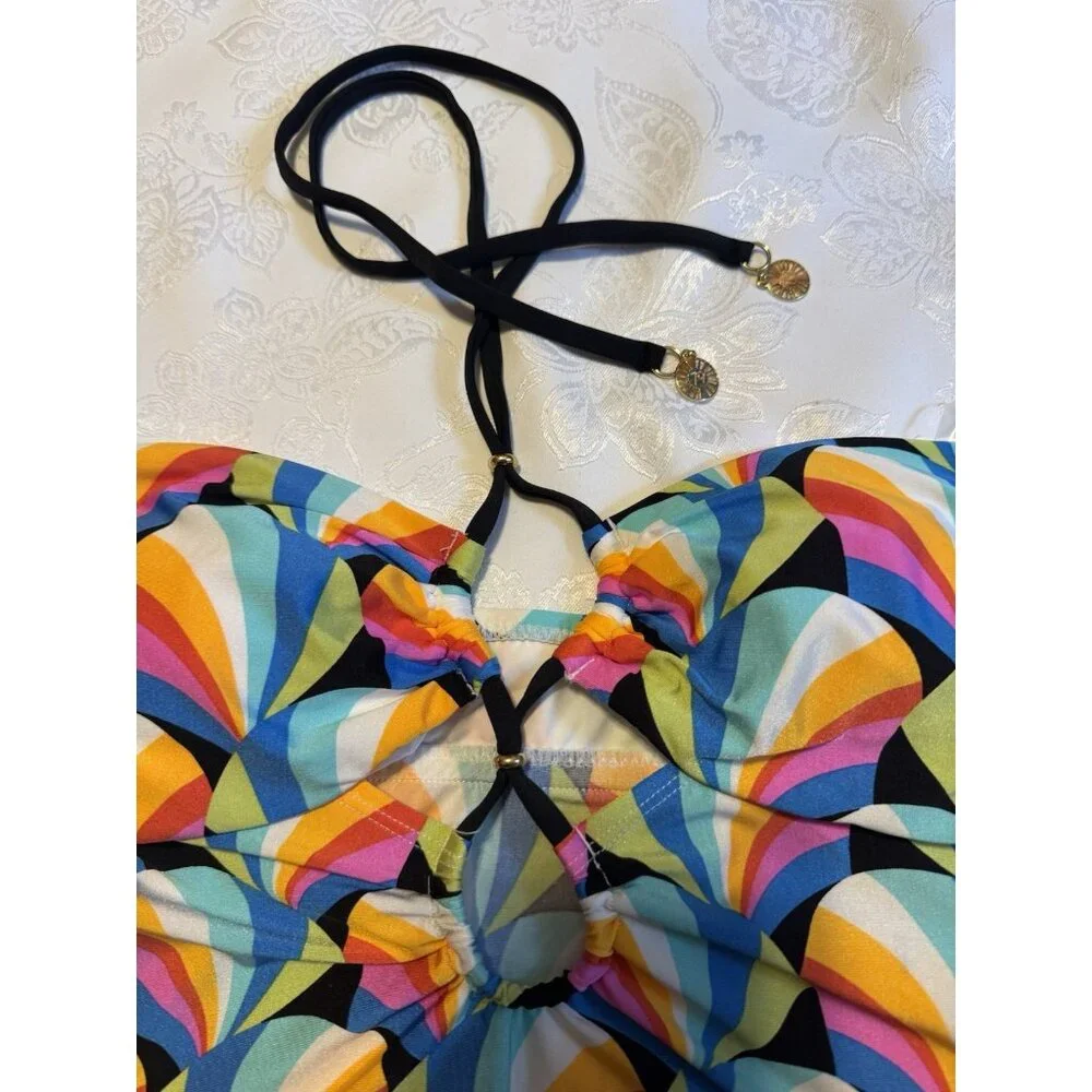 Sunshine 79 Hang Loose Bandeau Tankini Top Colorful Charm Ties Size 4 NEW - Picture 6 of 12